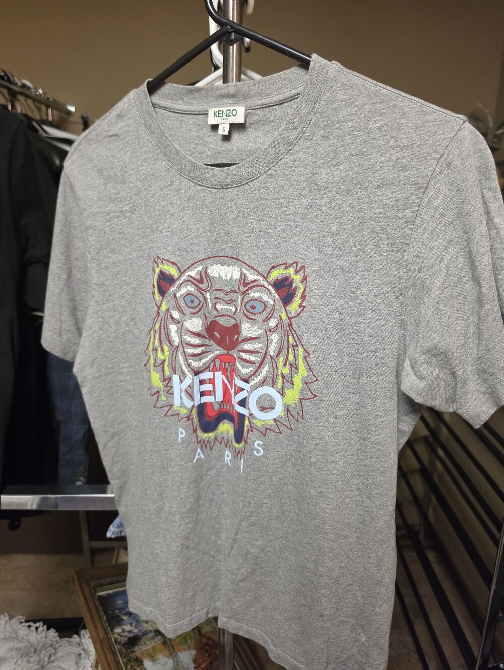 Kenzo Gray Tee with Multicolor Tiger